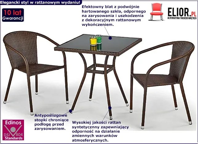 Szklany stół ogrodowy rattanowy H6-R36