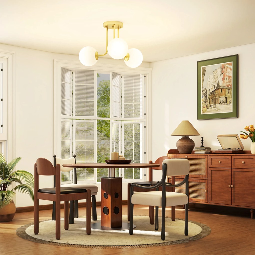 HOMCOM Plafon z kulistymi kloszami i oprawkami G9, bez źródeł światła, złoty | Aosom PL