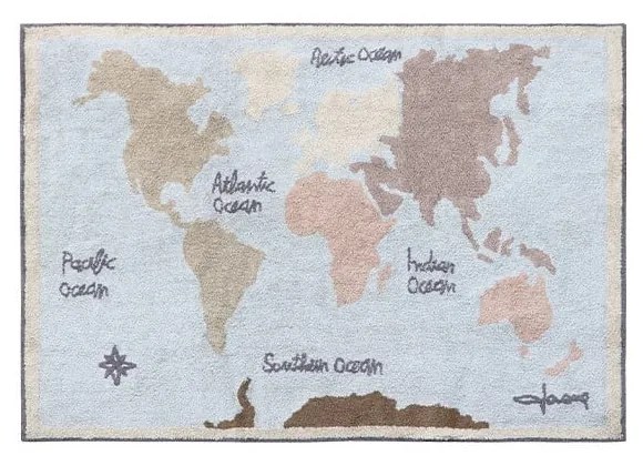Bawełniany dywan dziecięcy tkany ręcznie odpowiedni do prania 140x200 cm Vintage Map – Lorena Canals