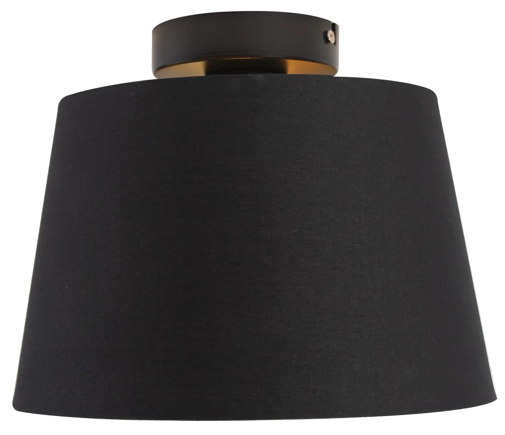 Lampa sufitowa z abażurem z bawełny czarna ze złotem 25 cm - Combi Black klasyczny/Antyczny Oswietlenie wewnetrzne