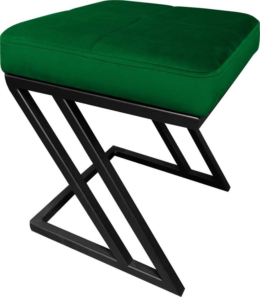 Pufa ZETA tkanina Welur loft ławka podnóżek metal : Kolor Stelaża - Czarny , Kolor tkaniny - VELVET - MG25, Typ tkaniny - Velvet