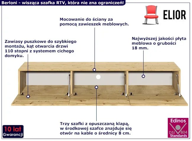 Wisząca Szafka Rtv Dąb Artisan G1-W17
