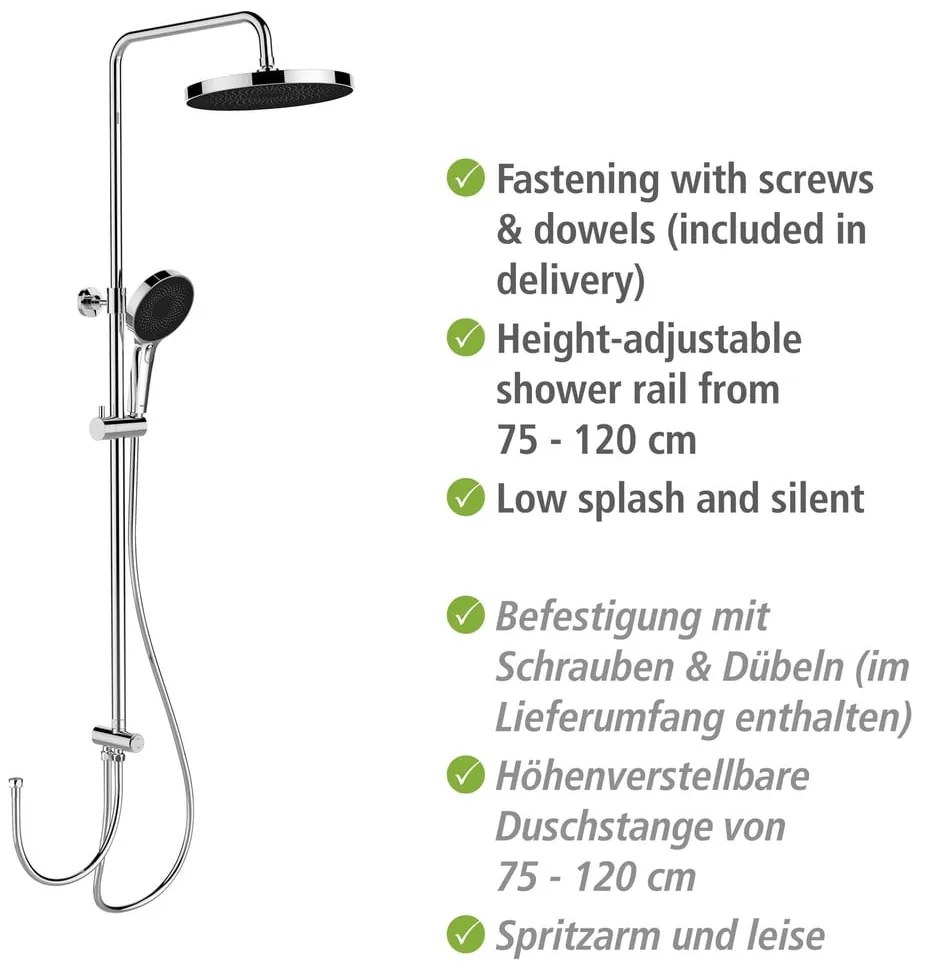 Zestaw prysznicowy ze stali nierdzewnej w kolorze błyszczącego srebra 120 cm Soft Water – Wenko