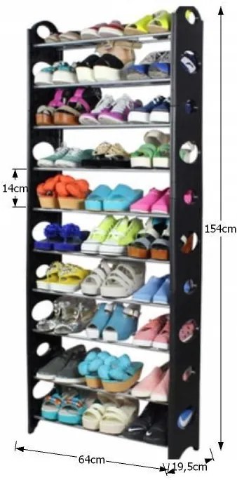 Stojak na buty Botis 5 czarny, 154 cm