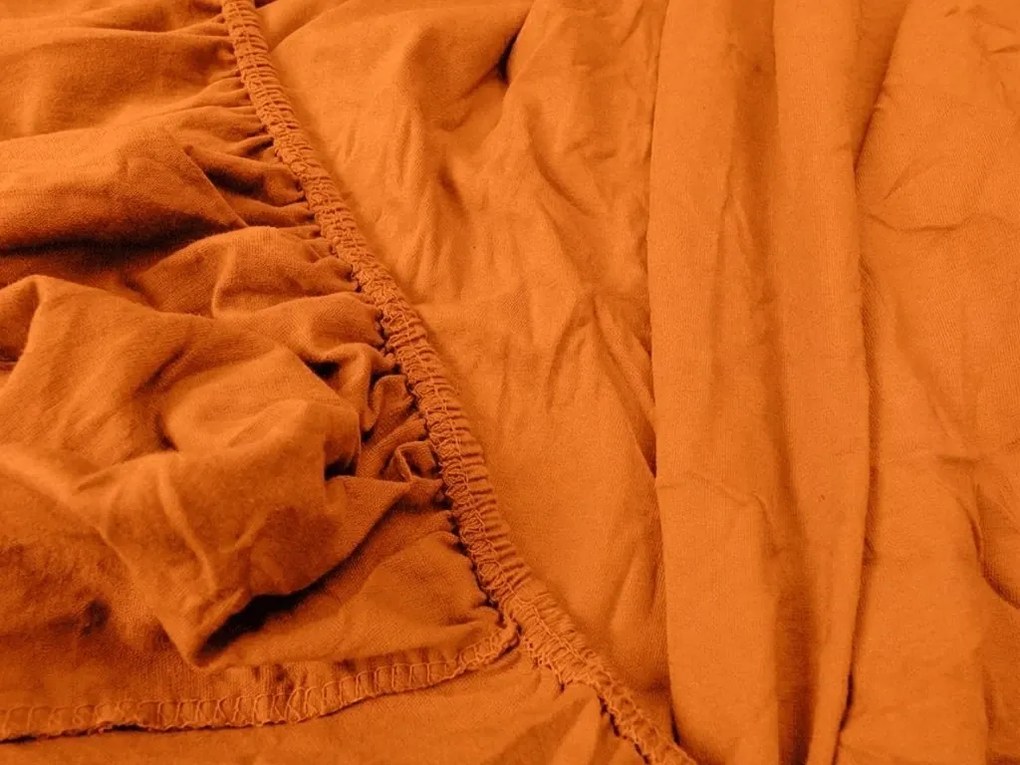 PrzytulneMieszkanie.pl Prześcieradło jersey HIGHFIT pomarańczowe 90 x 200 cm