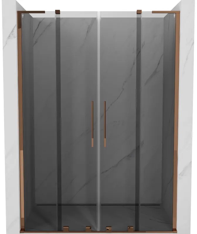 Mexen Velar L Duo drzwi prysznicowe rozsuwane 140 cm, grafit, różowe złoto - 871-140-003-42-60