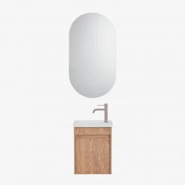 Zestaw Wiszących Mebli Łazienkowych Zintegrowany Z Umywalką Narek Popielaty Brąz & Owalny Z Miejscem Do Przechowywania Czarny 50x90 - Sklum