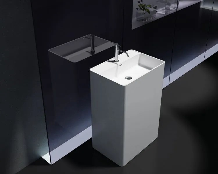Umywalka wolnostojąca PB2022Odlew mineralny - Biały mat - 60 x 42 x 90 cm