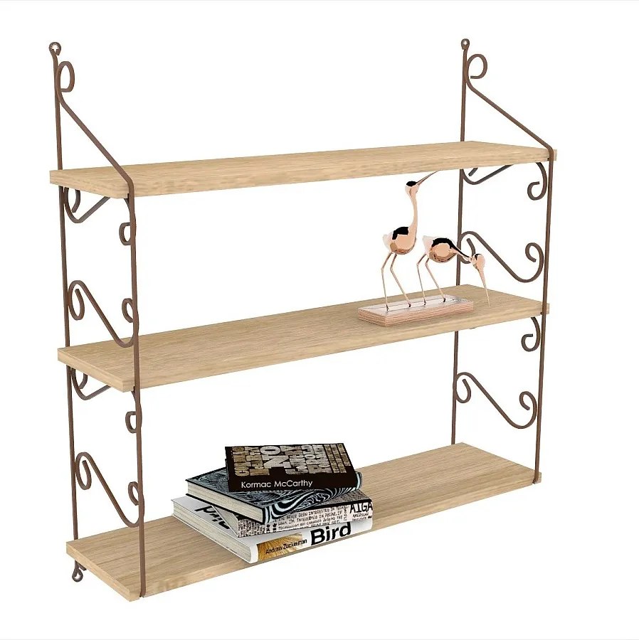 Półka ścienna dębowa – 72 cm x 80 cm x 20 cm – dąb – płyta MDF