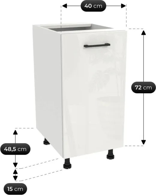 Zestaw Mebli Kuchennych MODERN 200 cm Dąb/Biały Połysk Ryflowany Nowoczesny