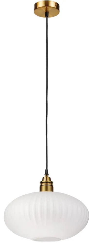 Lampa wisząca na lince HECTOR 1xE27/15W/230V biała/mosiądz śr. 30 cm