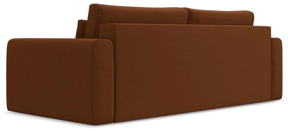 Aksamitna rozkładana/ze schowkiem sofa w kolorze terakoty 238 cm Kapua – Makamii