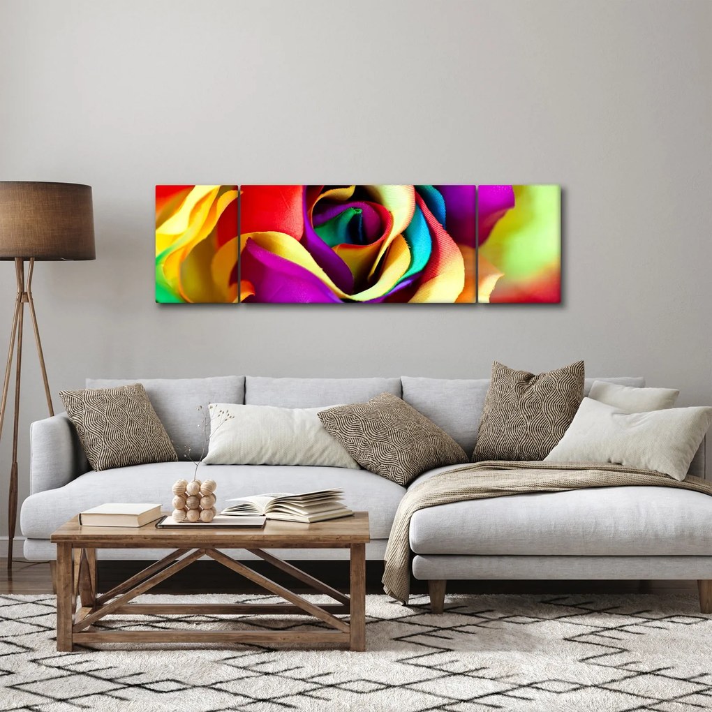Obraz - Kolorowa róża (170x50 cm)