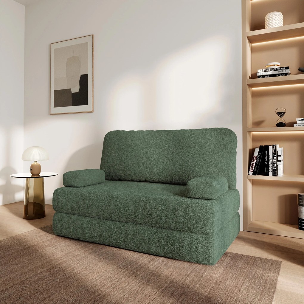 Masseno Sofa piankowa KESTE z funkcją spania, Kanapa z pianki do salonu, Bezmontażowa, Tkanina bucle – Zielony QUELLE 37