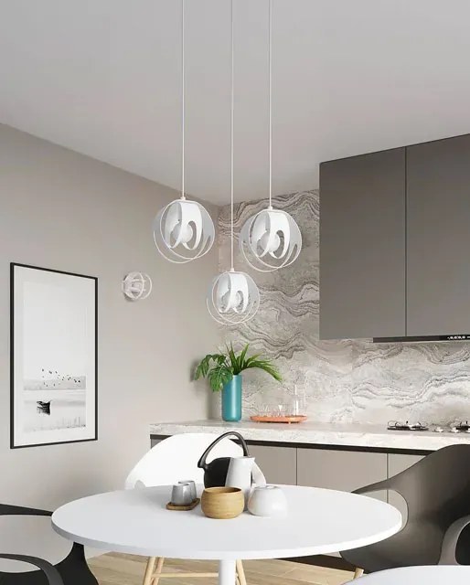 Biała lampa wisząca loftowa z 3 zwisami - 3X A191 G3-A86