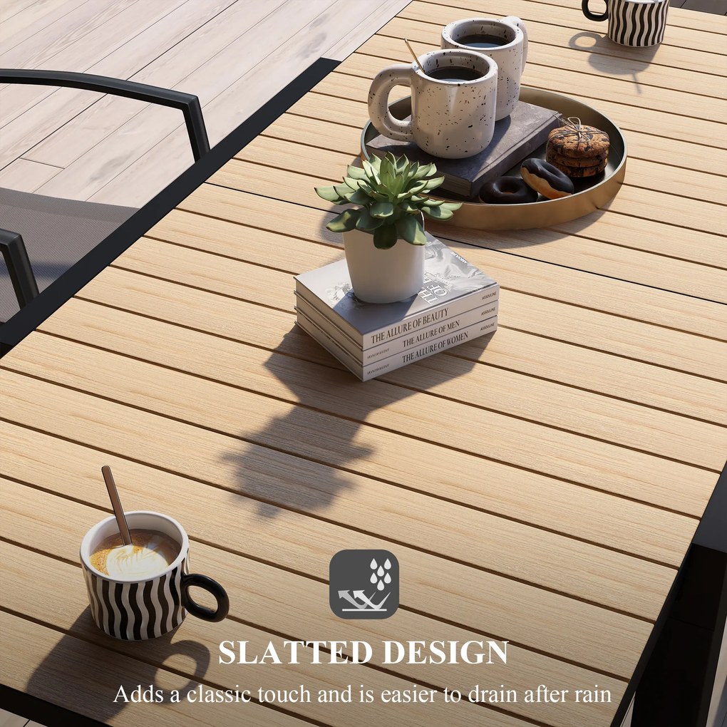 Outsunny Stół ogrodowy Stół zewnętrzny, odporny na warunki atmosferyczne, 162 x 80 x 75 cm, Żółty