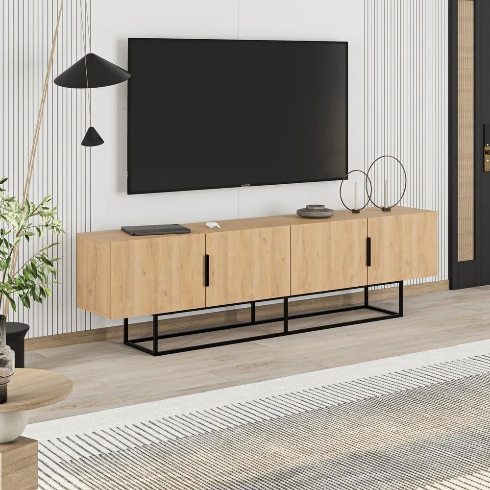 Szafka pod TV w dekorze dębu 200x55 cm Titan – Marckeric