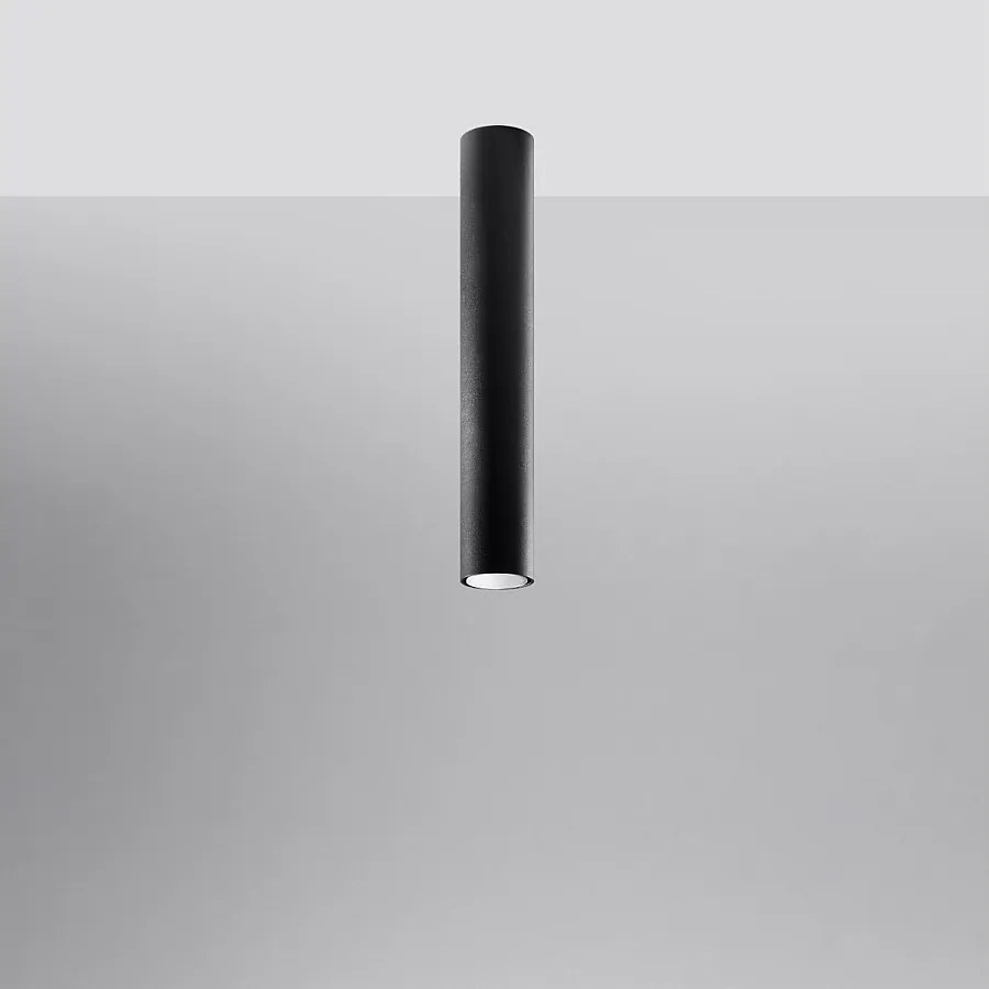 Plafony nowoczesny Toris, stal - 1 źródło światła 4000K - L.6 x H.40 cm - czarny