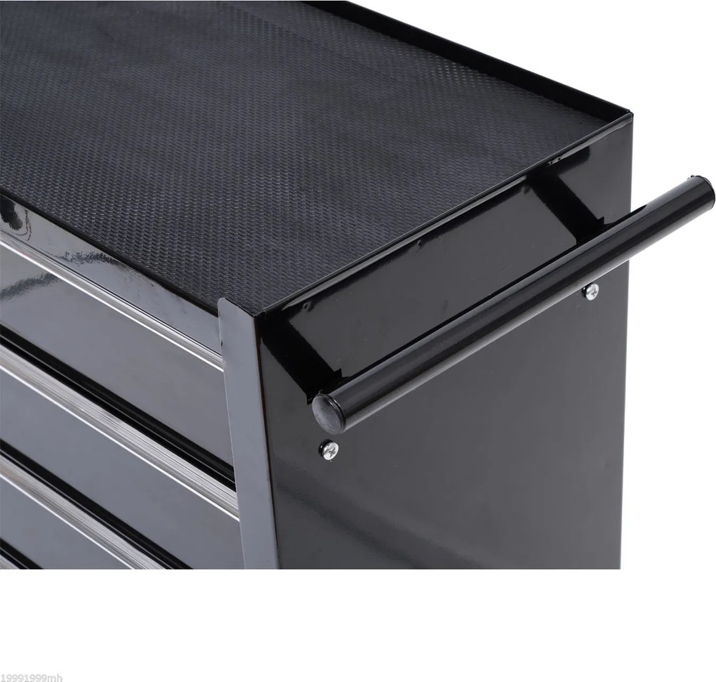 Skrzynka Narzędziowa HOMCOM, Szafka na Narzędzia, na Kołach, 5 Szuflad, Stal, Czarny