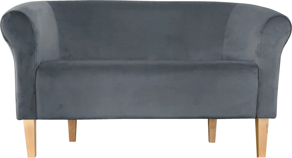 Sofa Milo tkanina Welur wygodna sofa tapicerowana do salonu i poczekalni : Kolor nogi - Drewno, Kolor tkaniny - VELVET - BL14, Typ tkaniny - Velvet, Wysokość nogi - 20 cm