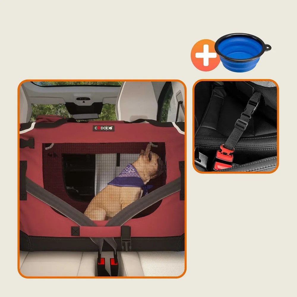 Torba transportowa dla psów i kotów ELI, 60x42x42cm, ciemnoczerwona Cadoca