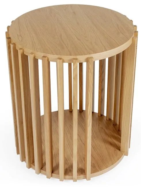 Stolik z drewna dębowego Woodman Drum, ø 53 cm