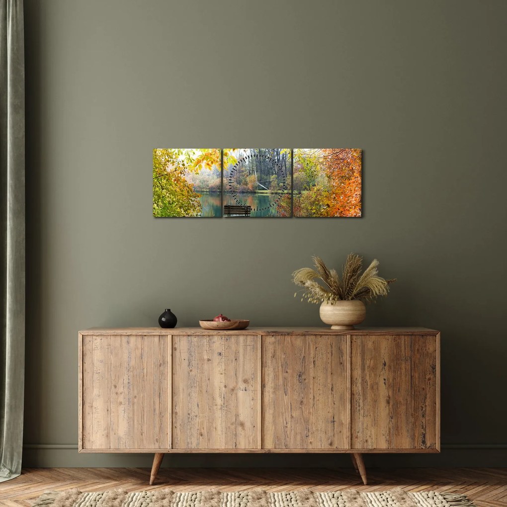 Obraz stawu (z zegarem) (90x30 cm)