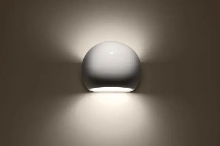 Ceramiczny okrągły kinkiet biały połysk - S486 R9-L20