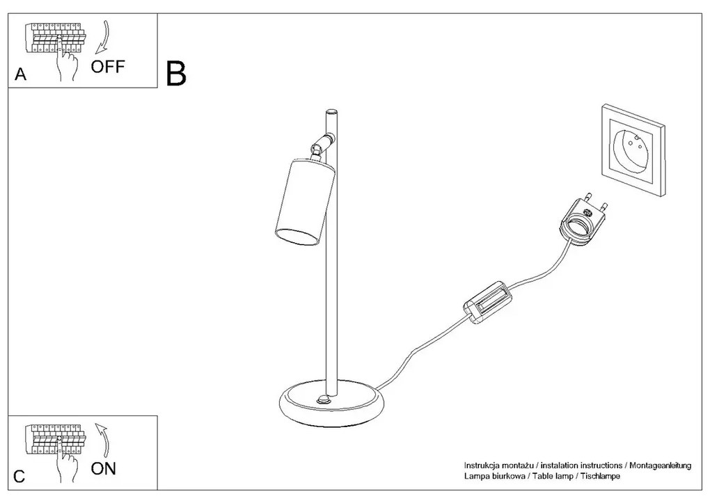 Lampa biurkowa WINX czarna/złota SOLLUX  LIGHTING