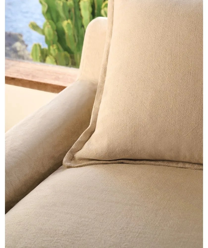 Beżowa lniana sofa 230 cm Zenira – Kave Home