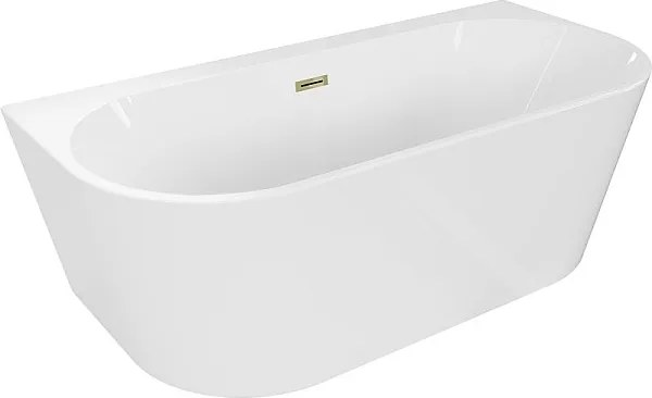 Mexen Oval+ wanna wolnostojąca przyścienna 170 x 80 cm, biała, przelew złoty - 52681708000-50