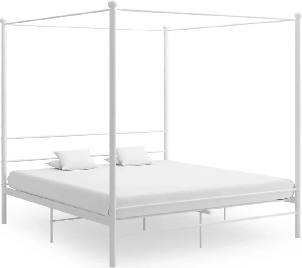 Białe rustykalne łóżko małżeńskie 200x200 cm M2-W97