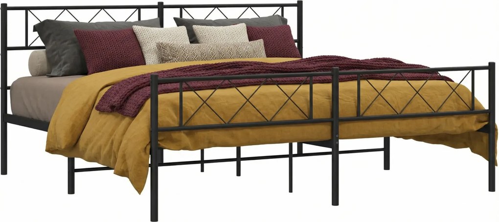 Czarne metalowe łóżko małżeńskie 180x200cm C3-T80