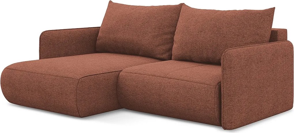 Narożnik lewostronny z funkcją spania - z tkaniny szenilowej - brudny róż - NANEA