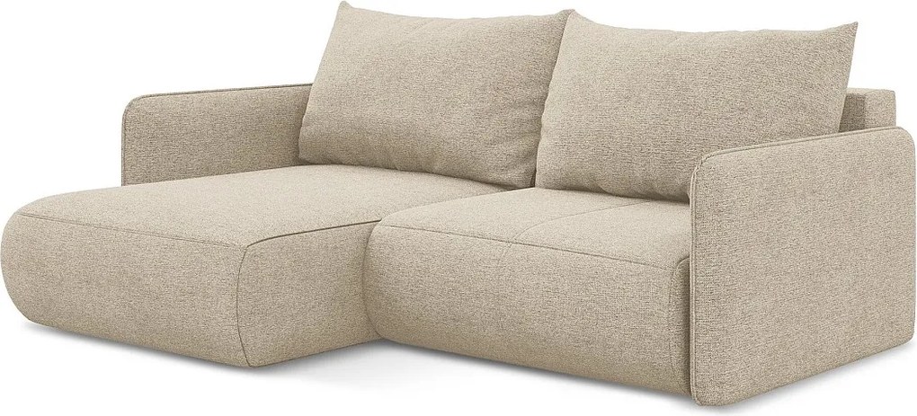 Narożnik lewostronny z funkcją spania - z tkaniny szenilowej - ciemny beż - NANEA