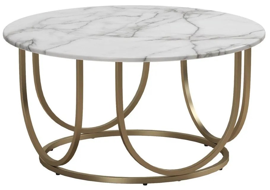 Okrągły stolik w biało-złotym kolorze w dekorze marmuru ø 79 cm Gwyneth – CosmoLiving by Cosmopolitan