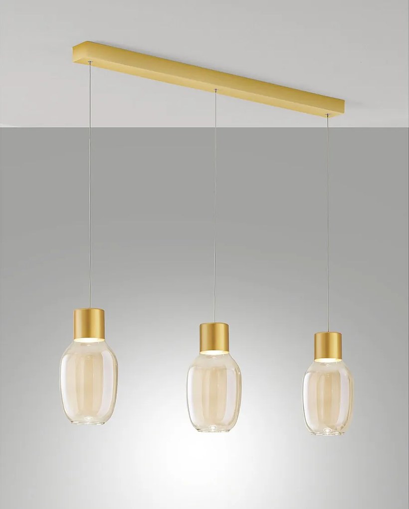 Lampa wisząca LED Lapo 36 W, 3900 lm, 3000 K, ciepła biel, metalowa rama i koniakowe szkło borokrzemianowe, ściemnialna - Lapo