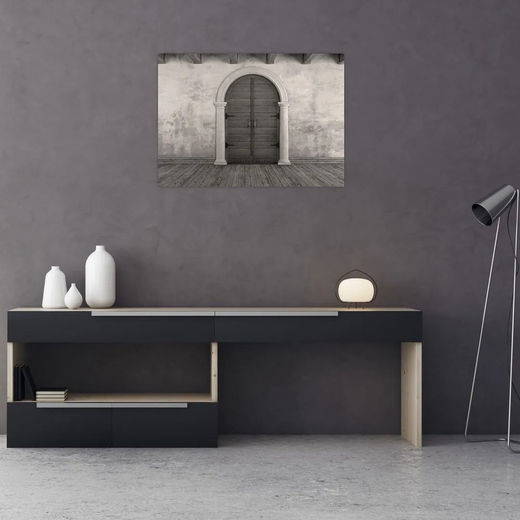 Obraz na szkle - Tajemnicze drzwi (70x50 cm)