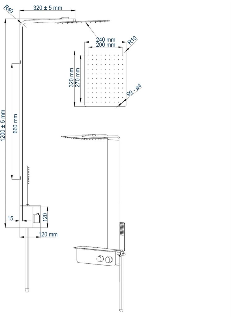 System prysznicowy z termostatem NT038 PRO
