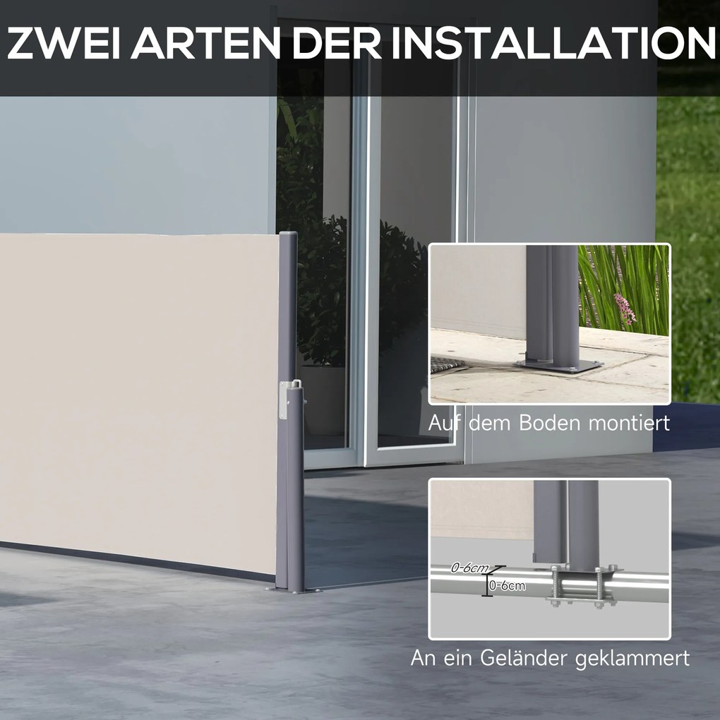 Outsunny Parawan boczny, rozsuwany, osłona, aluminium/poliester, 3 x 1 m, jasnoszary