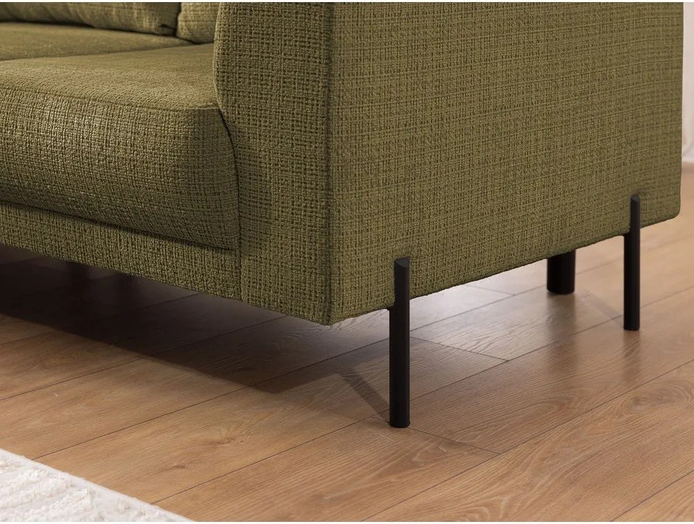 Zielony narożnik z tkaniny szenilowej (lewostronny/w kształcie litery L) Mauris – Ropez