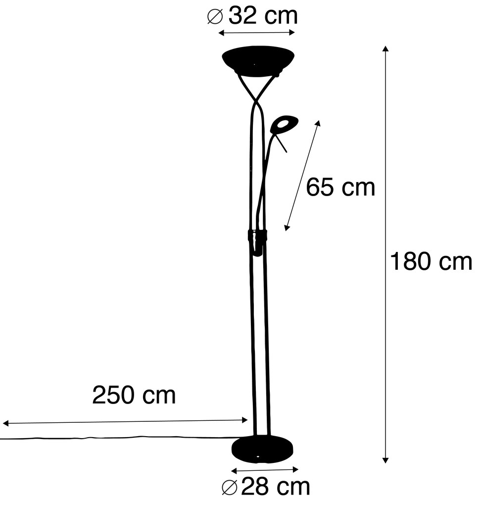 Lampa podłogowa ze stali z wbudowanym LED i ściemniaczem z lampką do czytania - Empoli Nowoczesny Oswietlenie wewnetrzne