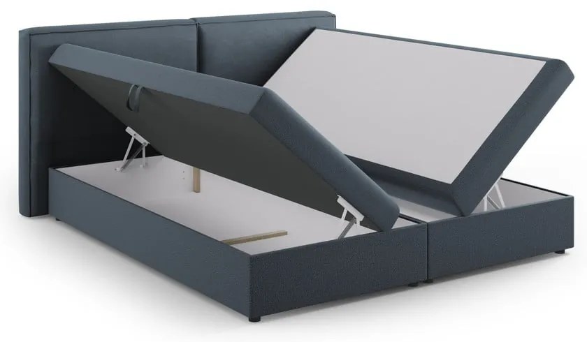 Niebieskie łóżko boxspring ze schowkiem 180x200 cm Arendal – Cosmopolitan Design
