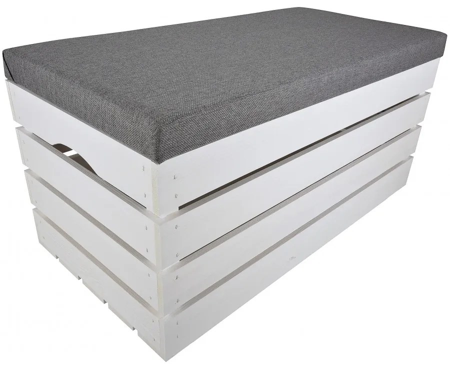 Pufa kufer skrzynia drewniana sosnowa siedzisko 80cm malowana biała