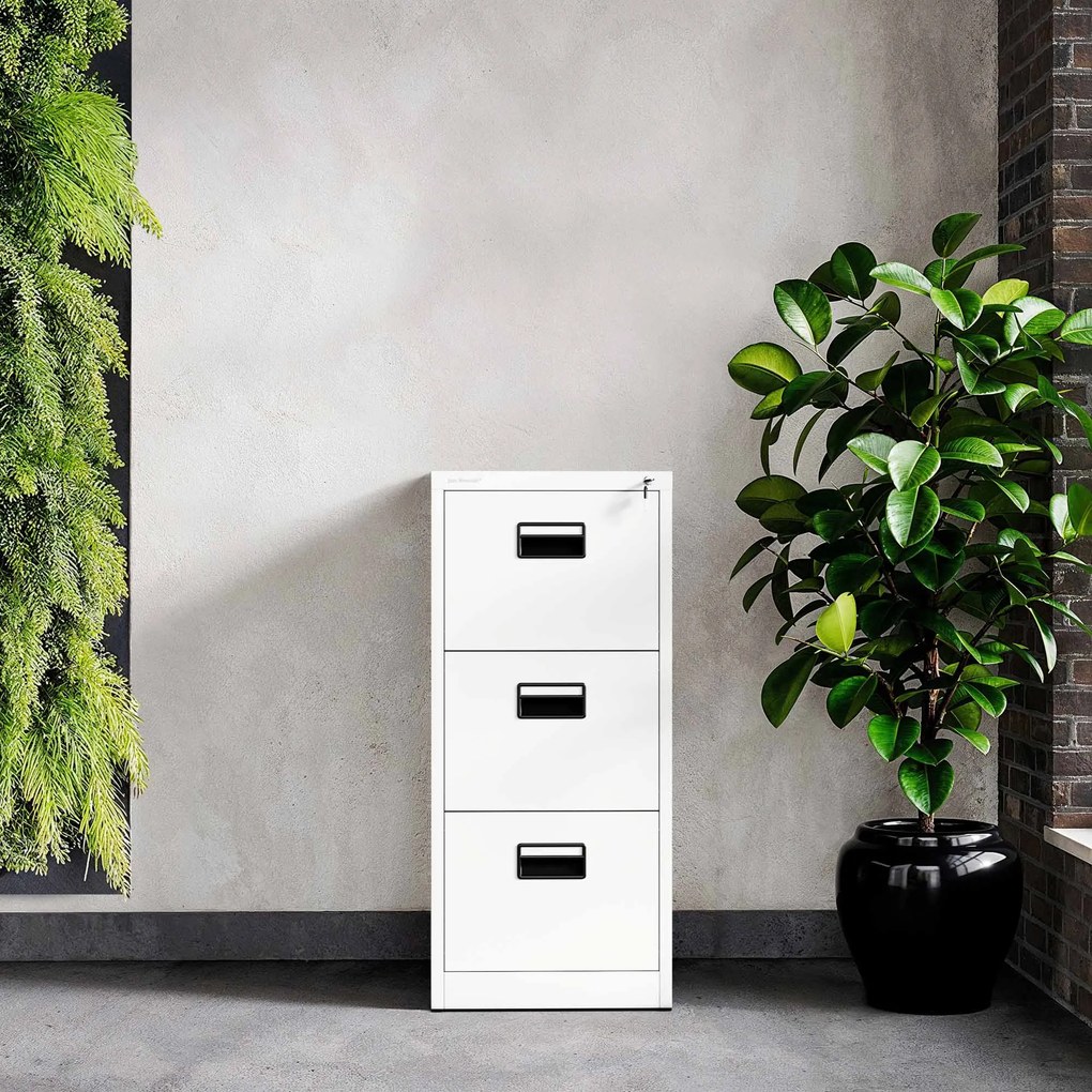 Szafa kartotekowa metalowa z 3 szufladami biała, 460x1020x620 mm: SARA