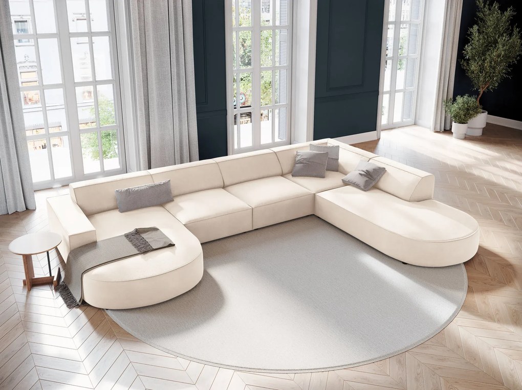 OUTLET Narożnik panoramiczny, sofa narożna 364/262/70 beż welur Jodie od Micadoni