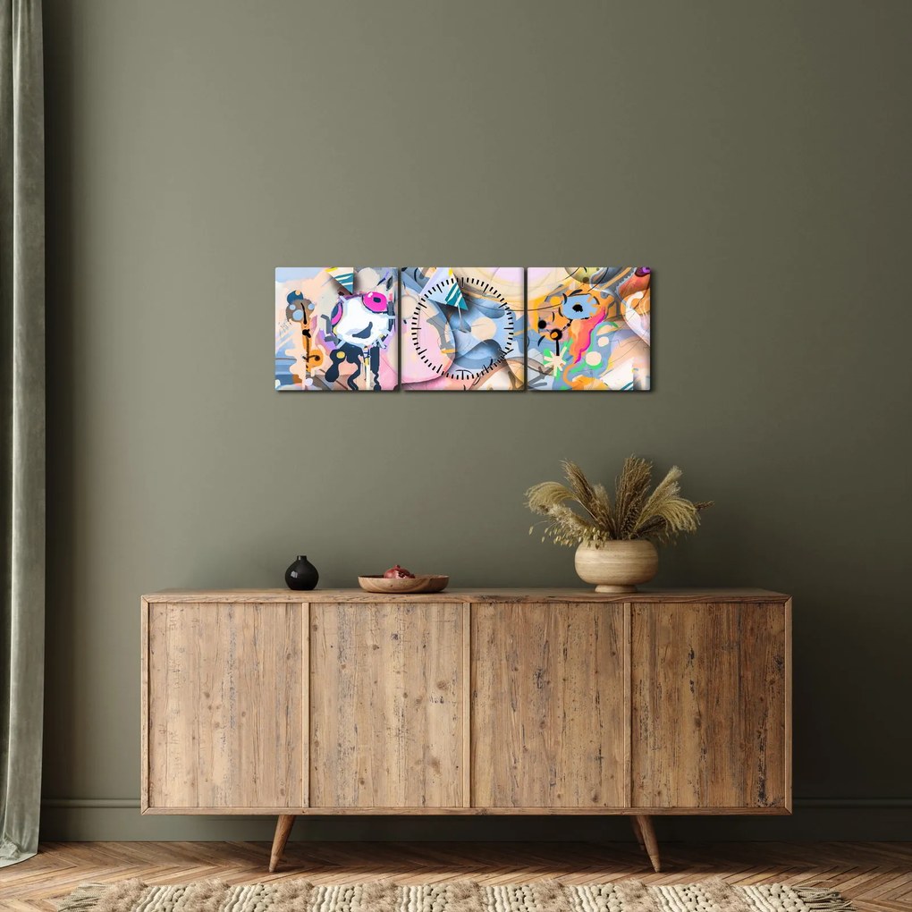 Obraz - Abstrakcja bajki (z zegarem) (90x30 cm)