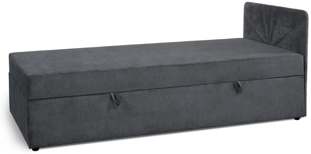 Tapicerowany szary tapczan z pojemnikiem S3-H80