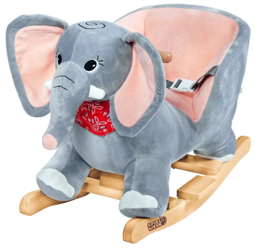Pluszowy słoń na biegunach VICTOR z pasem bezpieczeństwa, szary Spielwerk