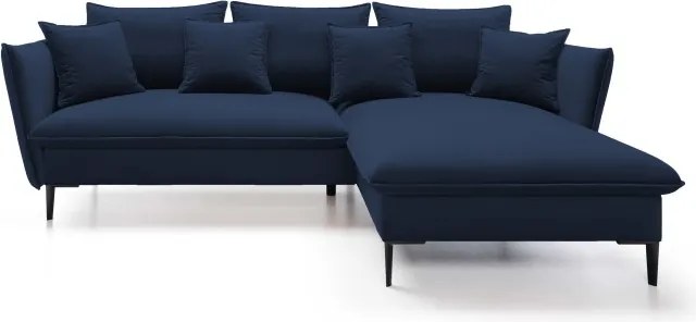 Narożnik GLOSS Prawostronny z funkcją spania, zestaw z poduszkami wolnostojący tkanina RIVIERA 96 Ciemny szary WERSAL